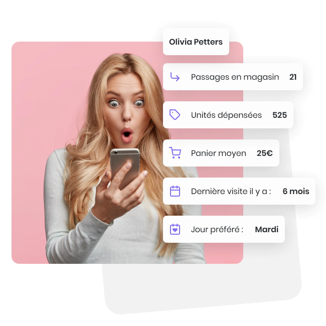 Femme étonnée avec des informations détaillées